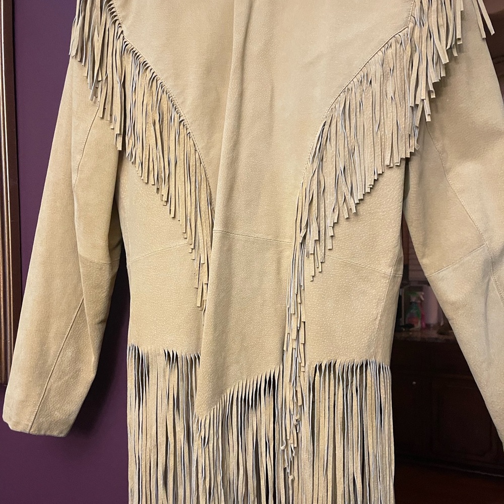 Triple Creek Women's Yellow Leather Fringe Jacket - Picture 3 of 4
